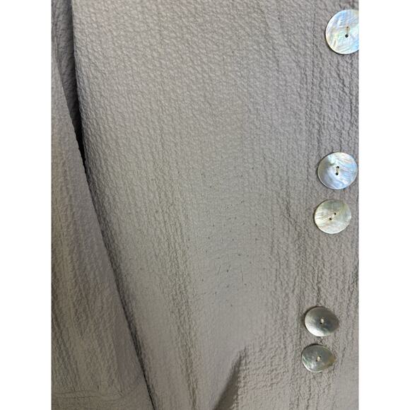 Habitat Mother of Pearl Button Front Gray Top Size Medium Crinkle Lagenlook - Picture 5 of 7
